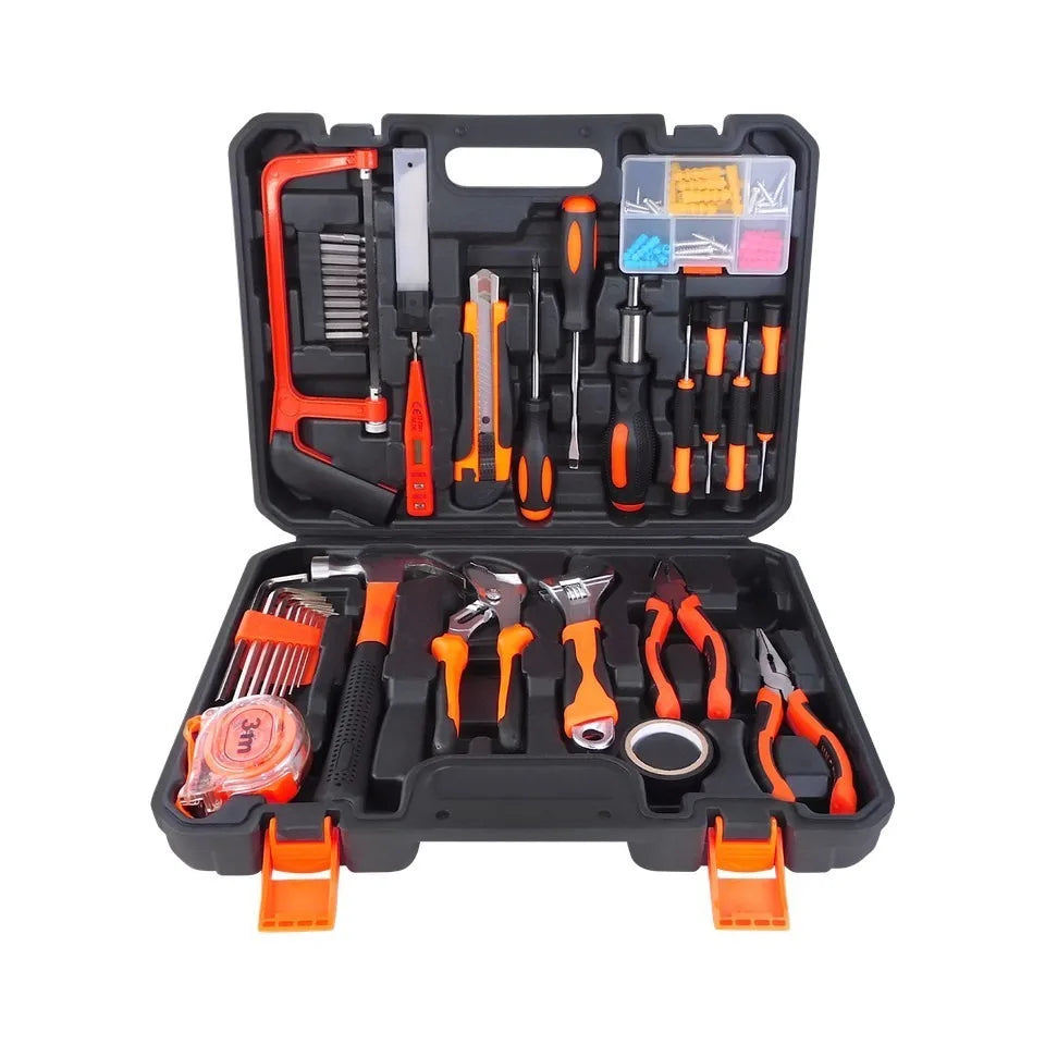 Tool kit Multi-Function Home Tool Kit – 43-Piece Set, Includes Hammer/Saw/Screwdrivers/Wrench/Voltage Tester etc., Portable Case, Essential for Home Repair & Assembly