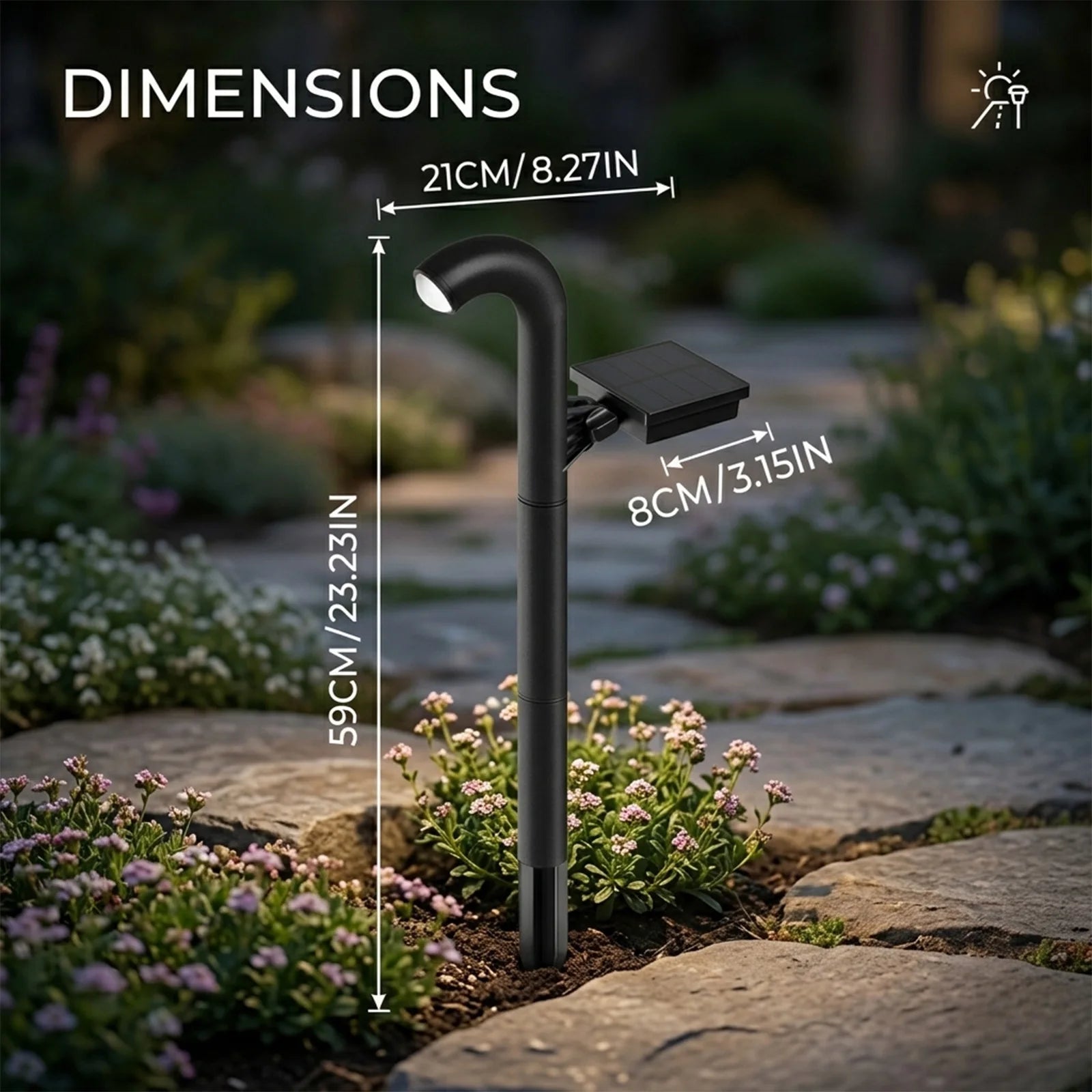 2 Pack Solar Pathway Lights Auto On/Off Dusk to Dawn 360° Rotatable Panel & Adjustable Height Waterproof Outdoor Garden Lights for Walkway Patio Yard