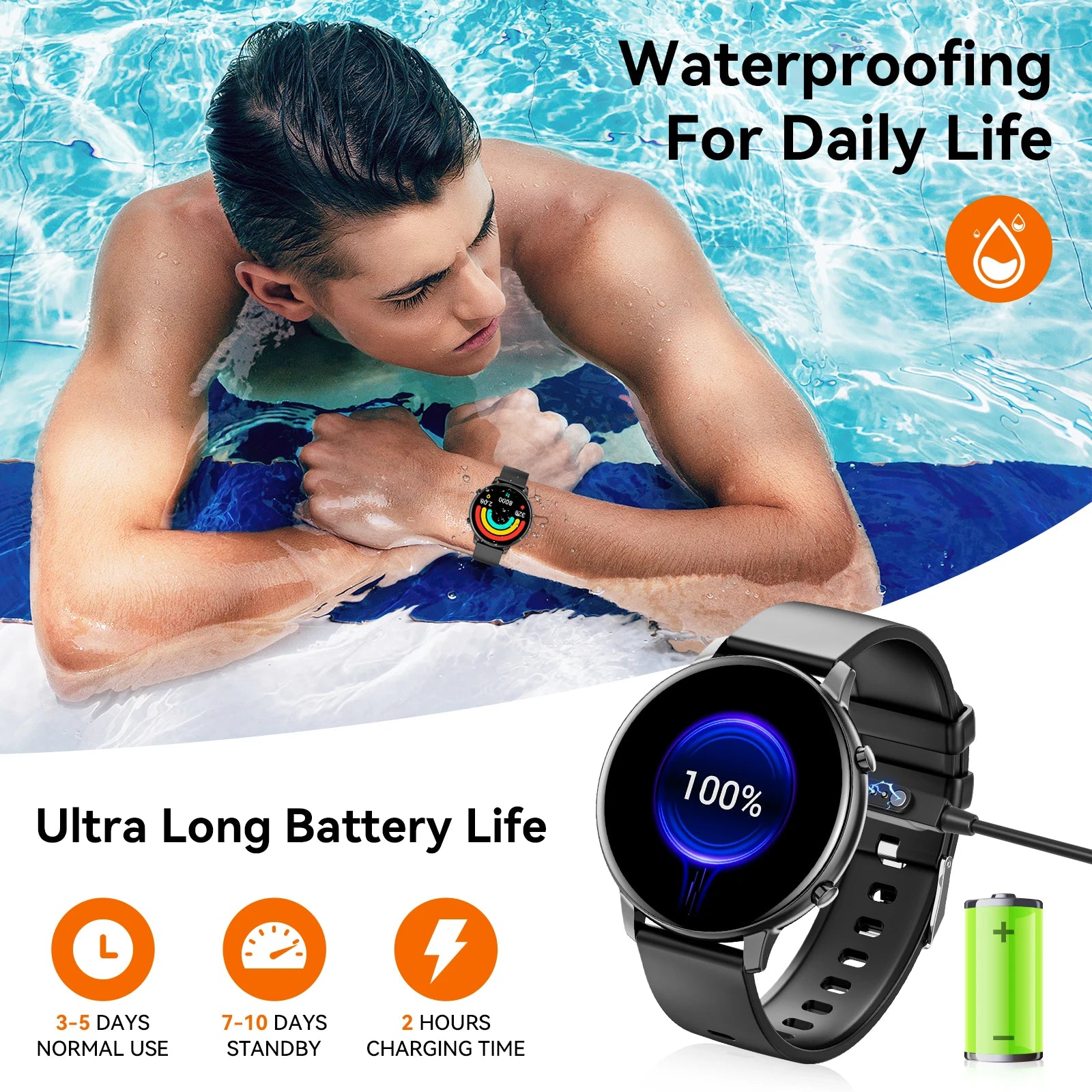 1.39'' HD 360*360 Smart Watch Bluetooth Calling, BLE5.2 IP67 Waterproof Fitness Tracker, Real-time Heart Rate Multi-Sport