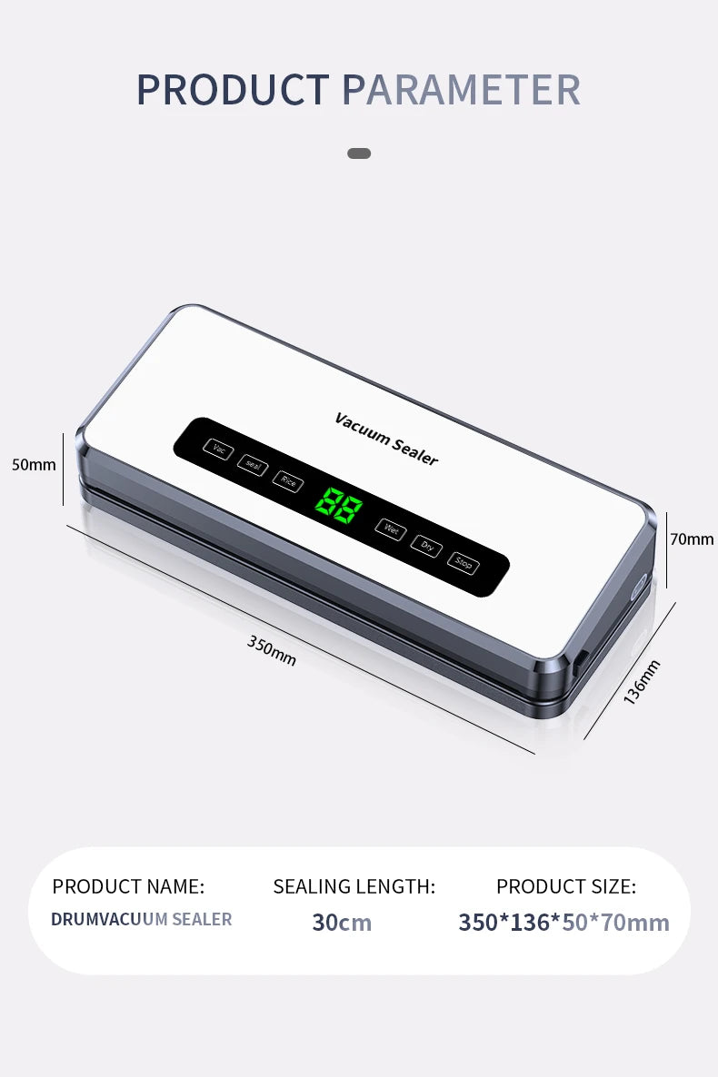 SZUK Electric Food Vacuum Sealer Dry/Wet Food Packaging Seal Built in Cutter Roll Bag Kitchen Food Storage Seal Vacuum Packaging