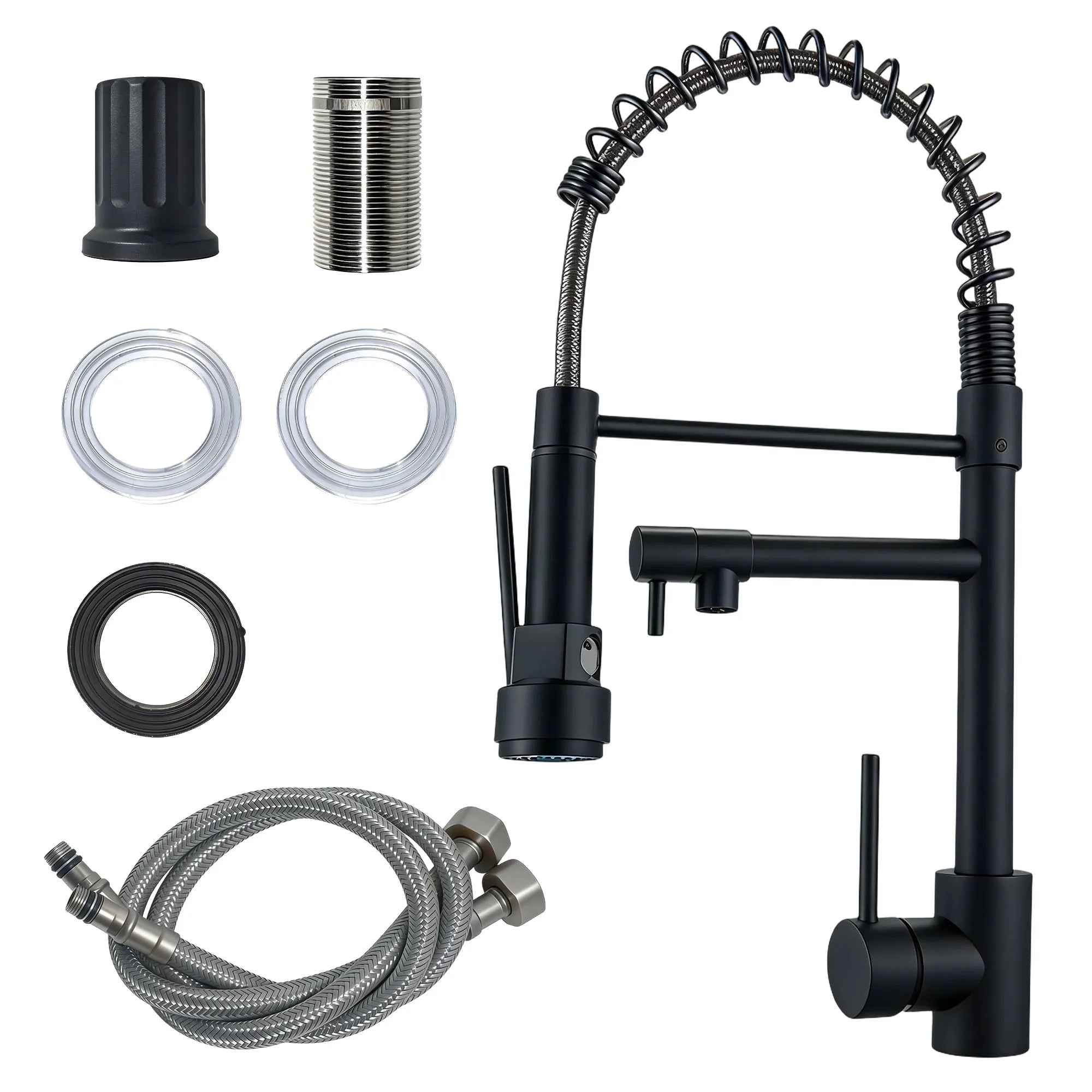 Multi-Function Pull-out Kitchen Sink Faucet, Full Dual-Direction Rotatable Swivel Spout, Premium Kitchen Mixer Faucet with Stable Hot and Cold Water Mixing, Detachable Pull Down Spray Head Kitchen Tap for Household Kitchen Us
