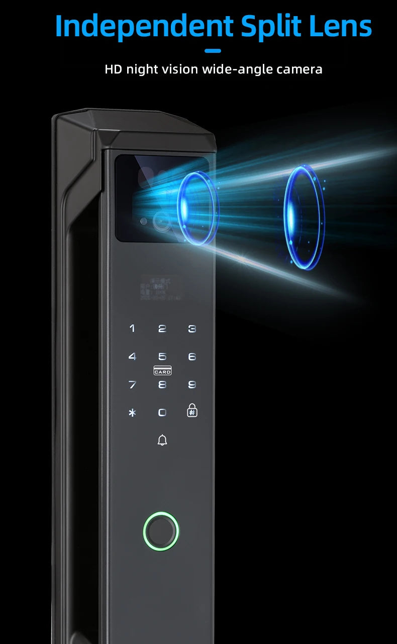 RAYKUBE 21-language Voice Tuya WiFi Camera Palm Vein Smart Fingerprint Lock Face Recognition Digital Lock With Video Call P85