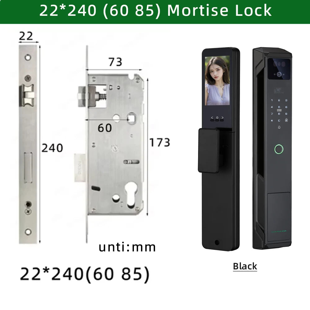 RAYKUBE 21-language Voice Tuya WiFi Camera Palm Vein Smart Fingerprint Lock Face Recognition Digital Lock With Video Call P85