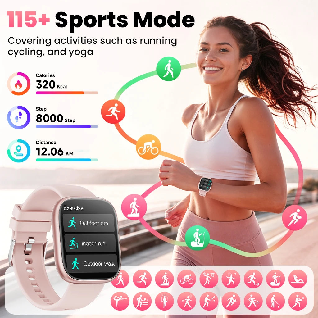 Ladies Smart Watch Fitness Tracker 2026 Updated Version 1.83" HD Screen 115+ Sports Mode Health Watch Sleep Heart Rate Menstrual Tracking Waterproof with 7 Bands Gift Box Women Birthday Gift