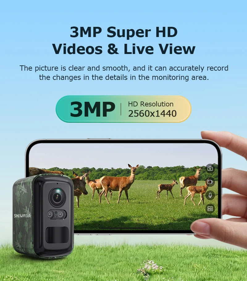 SHIWOJIj Mini Solar Security Camera, 4G WiFi Dual Network, AI Detection, IP66 Waterproof, Wireless Smart Home Indoor Outdoor Cam