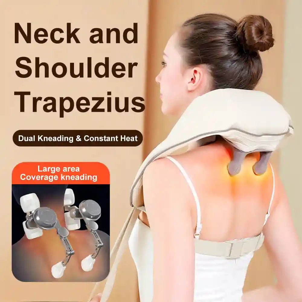 Wireless Electric Neck Massager - 3D Shiatsu Kneading with Heat Massage Roller Tidesmit