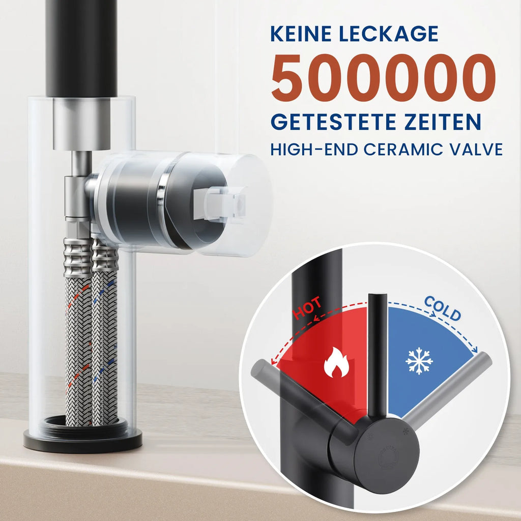 Black Kitchen Figot, Kitchen Jigger with Extractable Shower, Kitchen Sink Figger with Two Spray Functions, Stainless Steel, High-Arc Fsink