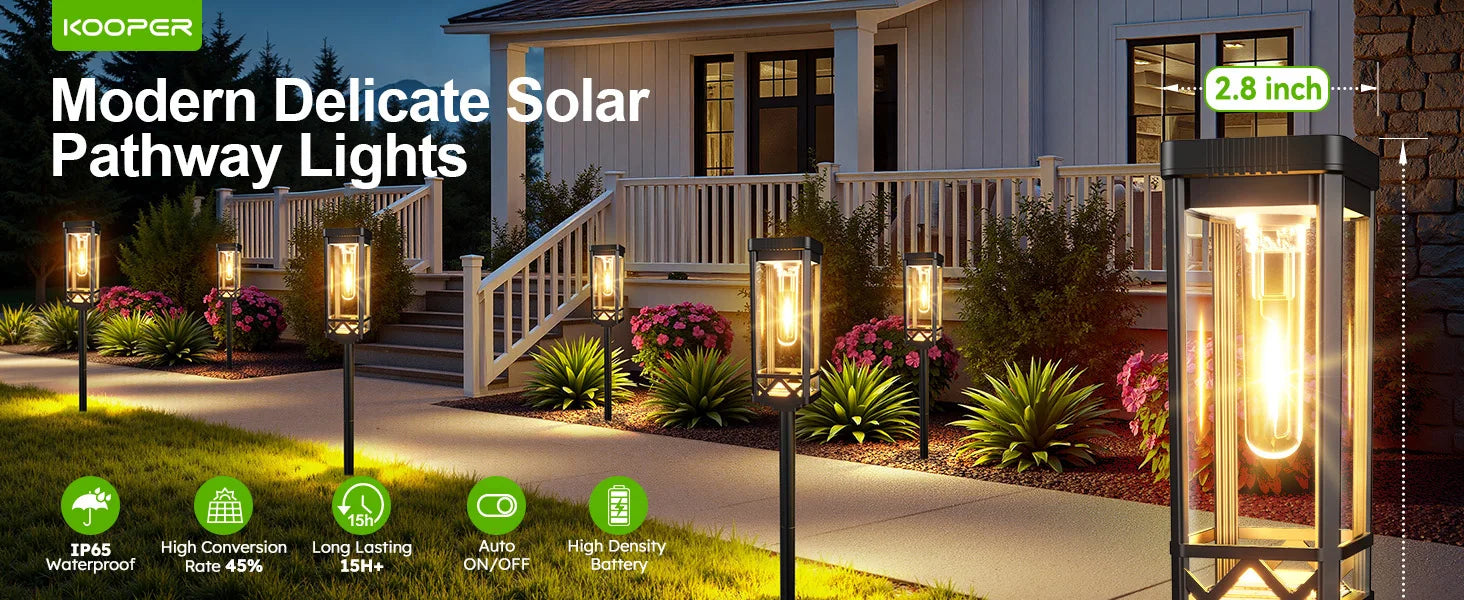 Solar Pathway Lights Outside Waterproof Walkway Light Solar Powered Landscape Lights for Driveway Lawn Patio Sidewalk Yard