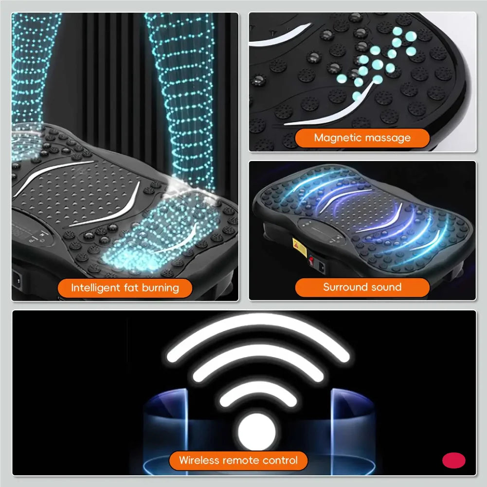 Tidesmit Vibration Plate Machine, 99 Speeds with Bluetooth Audio - Black Massage Cushion Tidesmit