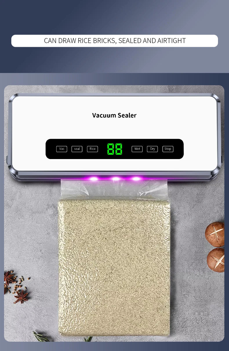 SZUK Electric Food Vacuum Sealer Dry/Wet Food Packaging Seal Built in Cutter Roll Bag Kitchen Food Storage Seal Vacuum Packaging