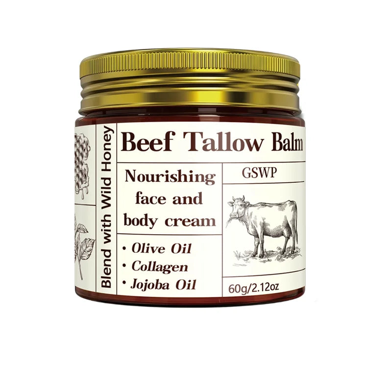 GSWP Beef Tallow Moisturising Cream, containing honey and collagen, provides deep hydration. Gentle and non-irritating.60g/120g