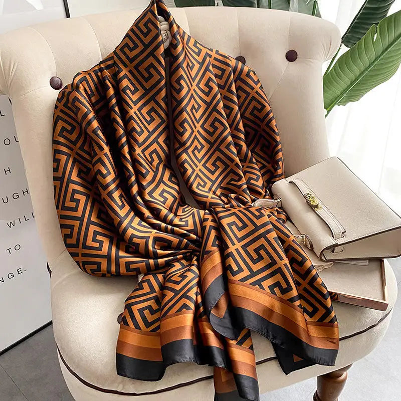 Manufacture Wholesale Custom Design Scarves Stoles Ladies Chiffon Hijabs Luxury Designer Brand Printed Polyester Silk Scarf