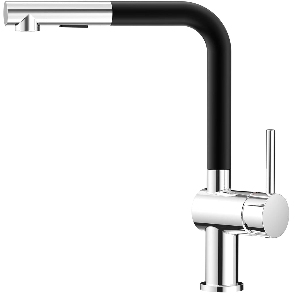 Kitchen Tap Multi-color, L-Shape Pull Down Kitchen Faucet 360 Swivel, 2 Modes Spray Hot Cold Water Mixer, Zinc Alloy Sink Mixer, Easy Install DVGW PEX Hose, Standard G3/8 Modern Home Laundry Colorful Deck Mounted Tap