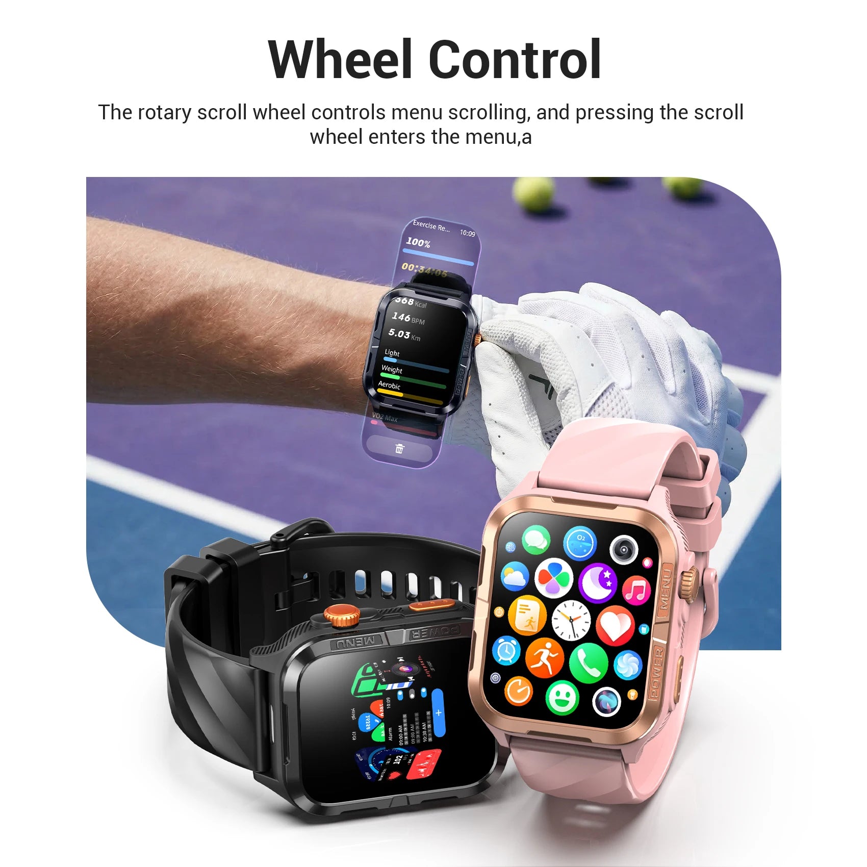 Blackview 1.83'' Smartwatch Waterproof TFT Display Smart Watch with Message Call Sleep GPS LED Light for Men Women W10 Pro