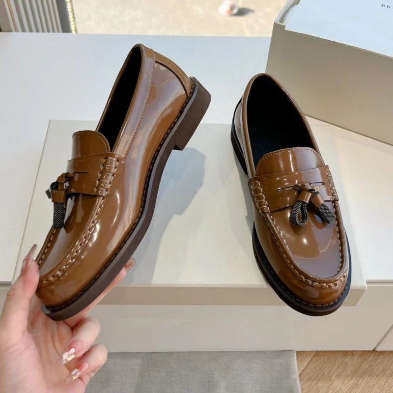 New Brand Women's Loafers Shoes Italian Designer High Quality Genuine Cow Leather slip on Dailywear Casual
