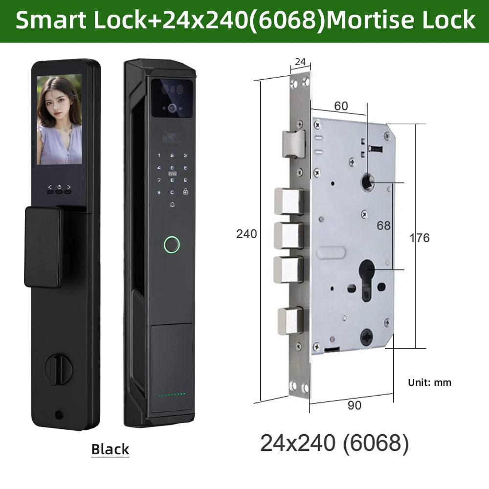 RAYKUBE P8 Tuya WiFi Camera Palm Vein Smart Lock Face Recognition Digital Fingerprint Lock With Video Call 21-language Voice
