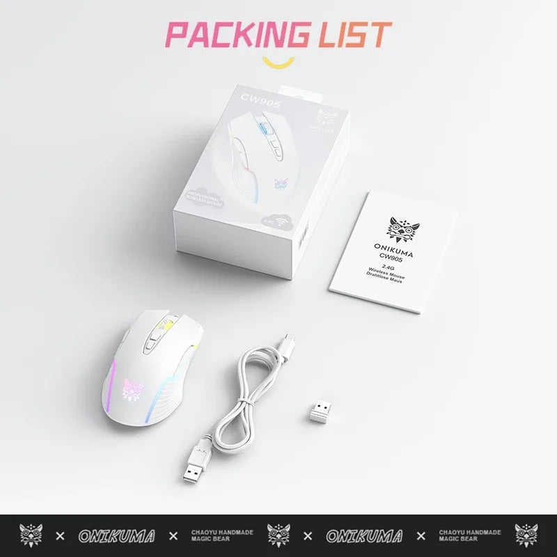 Onikuma Cw905 Wireless 2.4g Mouse Mode Rgb Lighting Mechanical Adjustable Dpi Gaming Mouse
