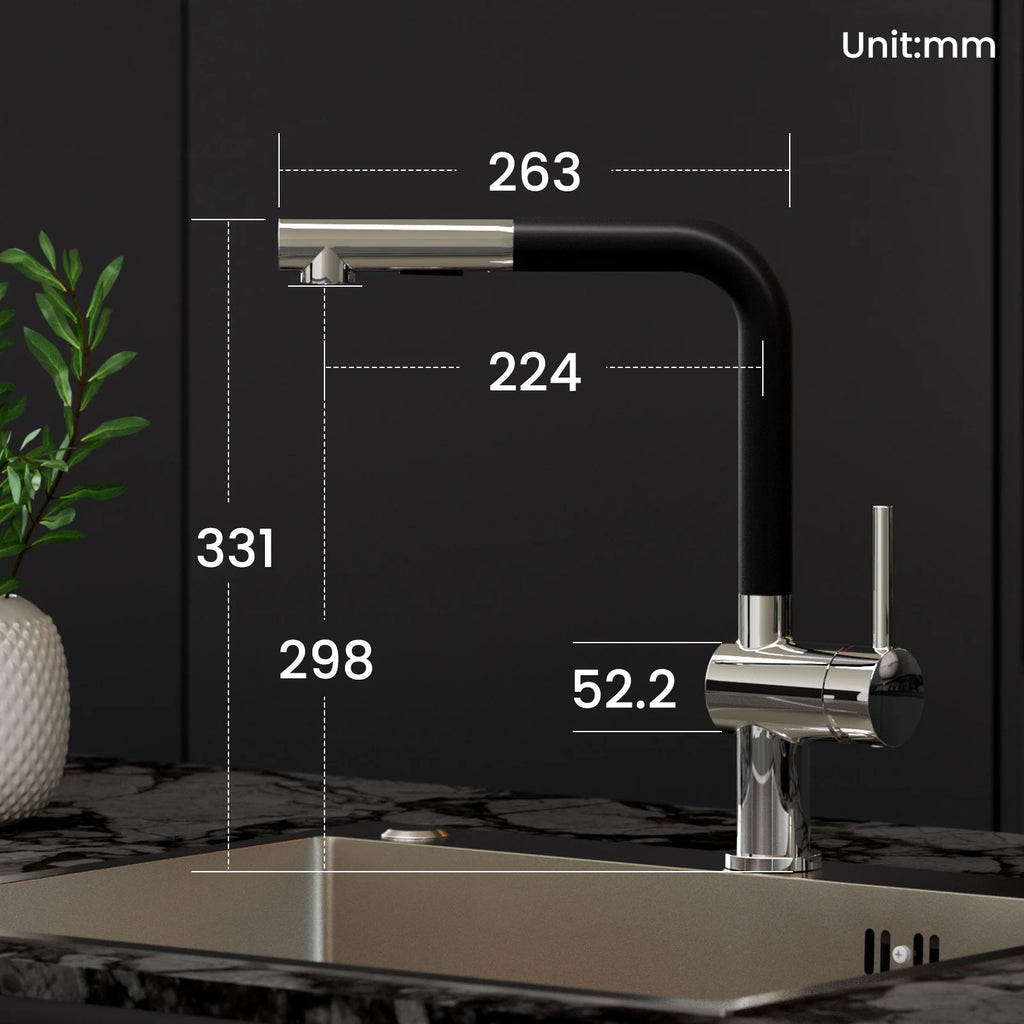 Kitchen Tap Multi-color, L-Shape Pull Down Kitchen Faucet 360 Swivel, 2 Modes Spray Hot Cold Water Mixer, Zinc Alloy Sink Mixer, Easy Install DVGW PEX Hose, Standard G3/8 Modern Home Laundry Colorful Deck Mounted Tap