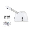 White ozone facial steamer and warm mist vaporizer for home spa deep skin cleaning with AU power plug.