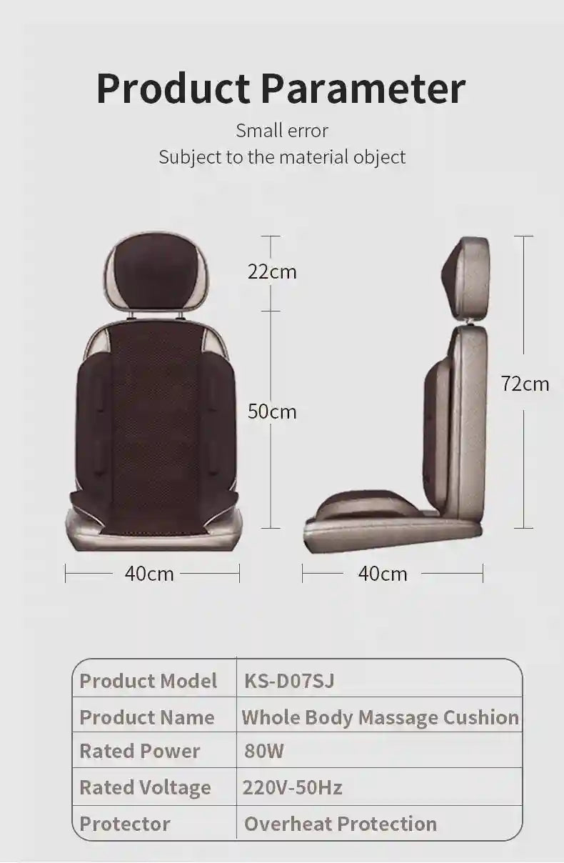 Electric Back Massager with Heat and Vibration - Gray Portable Device Massage Roller Tidesmit