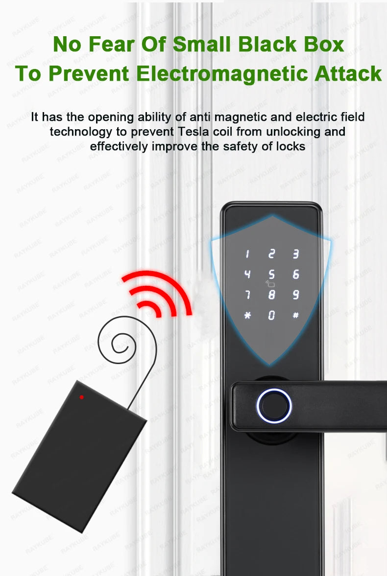 RAYKUBE K20 9-language Biometric Fingerprint Door Lock Electronic Door Lock with  Tuya APP/IC Card/Password/ Key Unlock