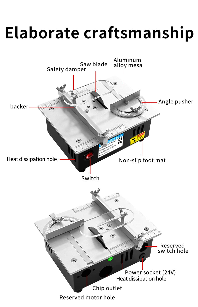 Mini Table Saw Electric Small Bench Saws Desktop Saw Household DIY PCB Model Cutting Tool Woodworking Lathe Machine 63mm Blade