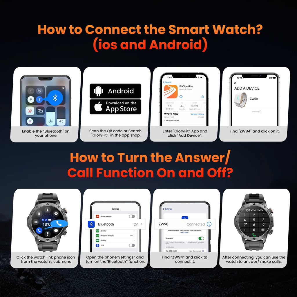 Men Military Smart Watch 1100mAh Large Battery 30 Days Standby Bluetooth Call Flashlight Compass 1.7" TFT HD 360*360 Screen IP68 Waterproof Sports Smartwatch 100+ Sport Modes Heart Rate Sleep Monitor Fitness Tracker For Andro