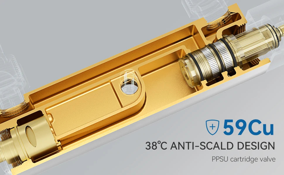 Auralum Thermostatic Shower Column, 38°C Thermostatic Mixer, Stainless Steel Shower System, Brass Faucet,12 inch, Chrome