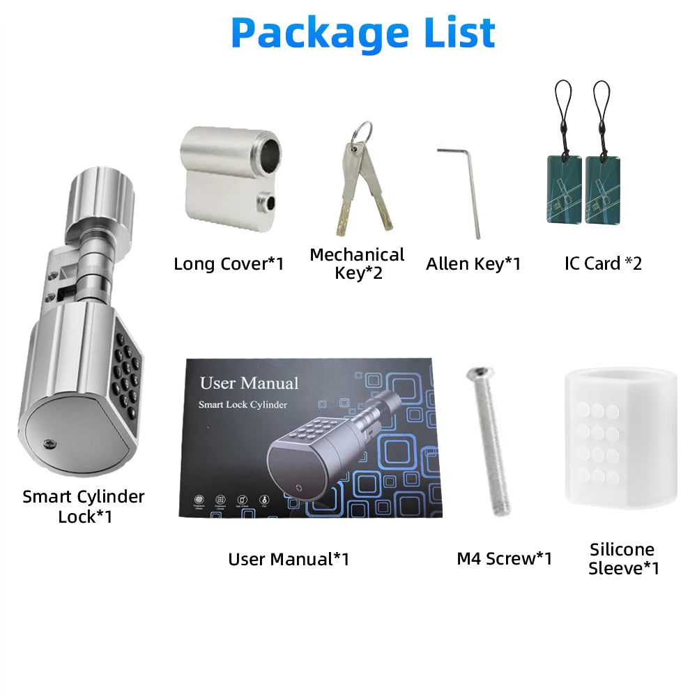 RAYKUBE L12 Tuya BLE Fingerprint Cylinder Electric Digital Door Lock With Waterproof Silicone Cover Password/Key/Tuya APP Unlock