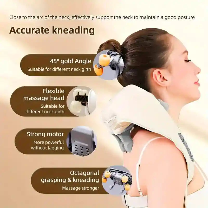 Shiatsu Deep Tissue Neck Massager with Heat Therapy - Tidesmit Ivory Massage Roller Tidesmit