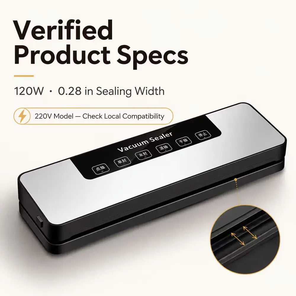 Vacuum Sealer Machine With Purple‑Light Sterilization 6‑in‑1 Automatic Food Sealer Dry & Wet Mode Strong Suction Household Food Preservation Sealing Machine