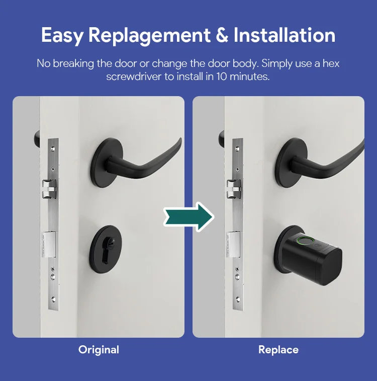 Euro TTLock APP Fingerprint or Code Password Digital RFID Card Cylinder Smart Door Lock Electronic with Alexa Google Home