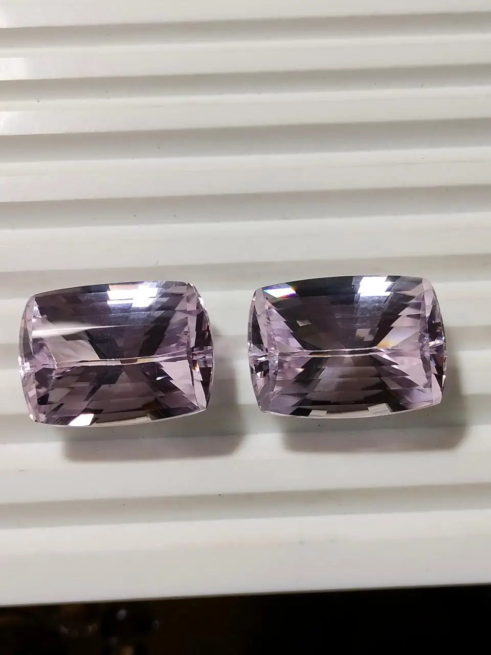 Natural pink Kunzite Perfect Faceted Cushion Shape Pair for Jewelry Making High Quality rare Gemstone