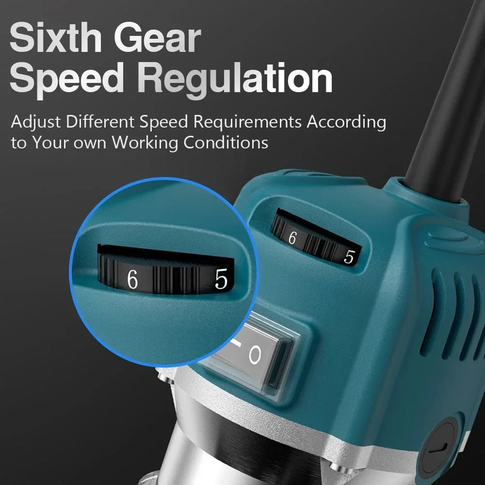 6.35MM Electric Trimmer Wood Milling Engraving Slotting Machine Versatile Woodworking Router Power Tool with Milling Cut