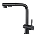 Kitchen Tap Black, L-Shape Pull Down Kitchen Faucet 360 Swivel, 3 Modes Spray Hot Cold Water Mixer, 304 Stainless Steel Sink Mixer, Neoperl PEX Hose, Standard G3/8 Modern Home Laundry Deck Mounted Matte Black Tap