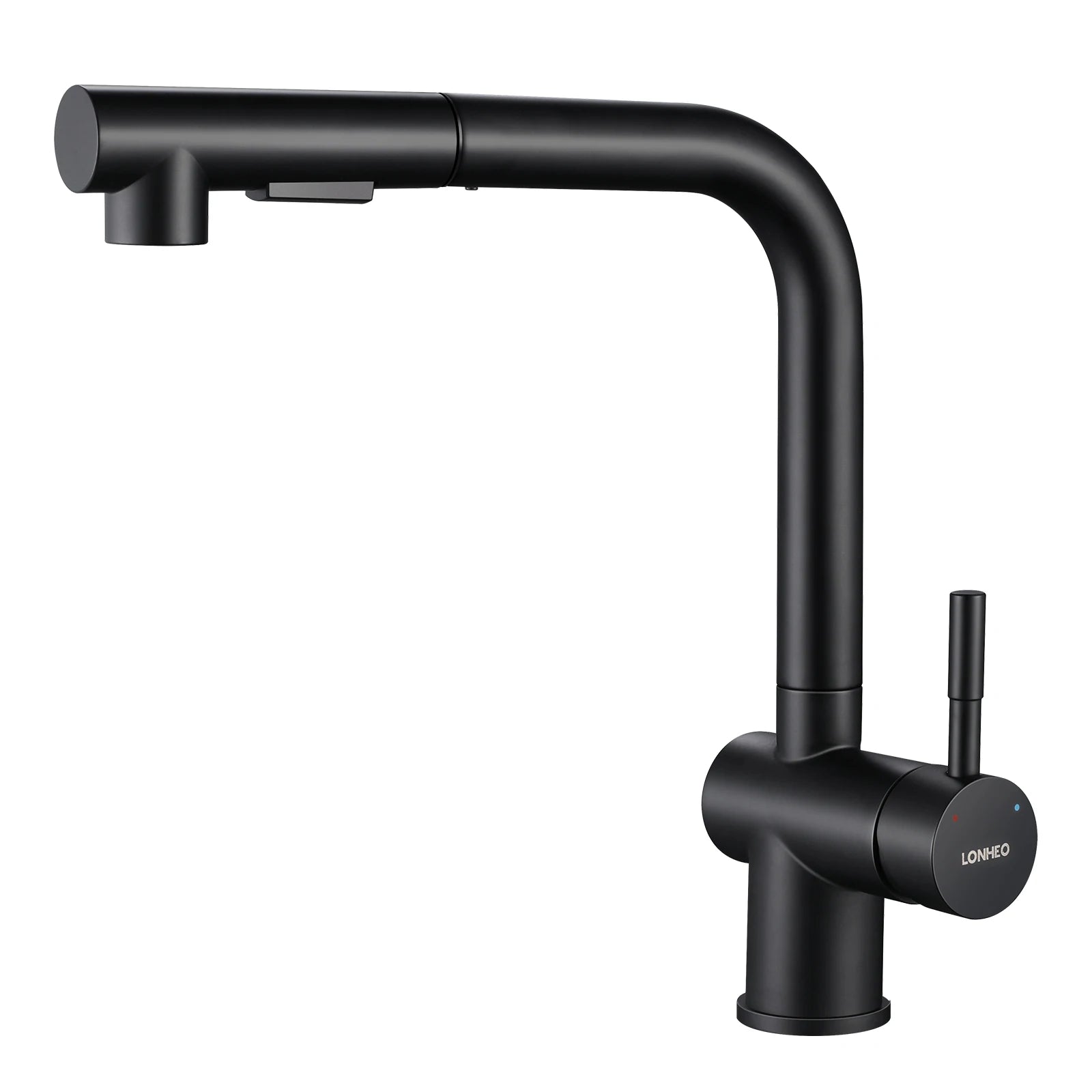 Kitchen Tap Black, L-Shape Pull Down Kitchen Faucet 360 Swivel, 3 Modes Spray Hot Cold Water Mixer, 304 Stainless Steel Sink Mixer, Neoperl PEX Hose, Standard G3/8 Modern Home Laundry Deck Mounted Matte Black Tap