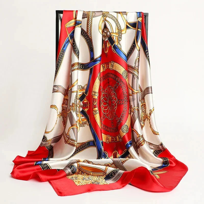 Premium Customized Print Square Silk Scarf Women Ethnic Style Spring Floral Pattern Lightweight Soft Touch 100% Silk