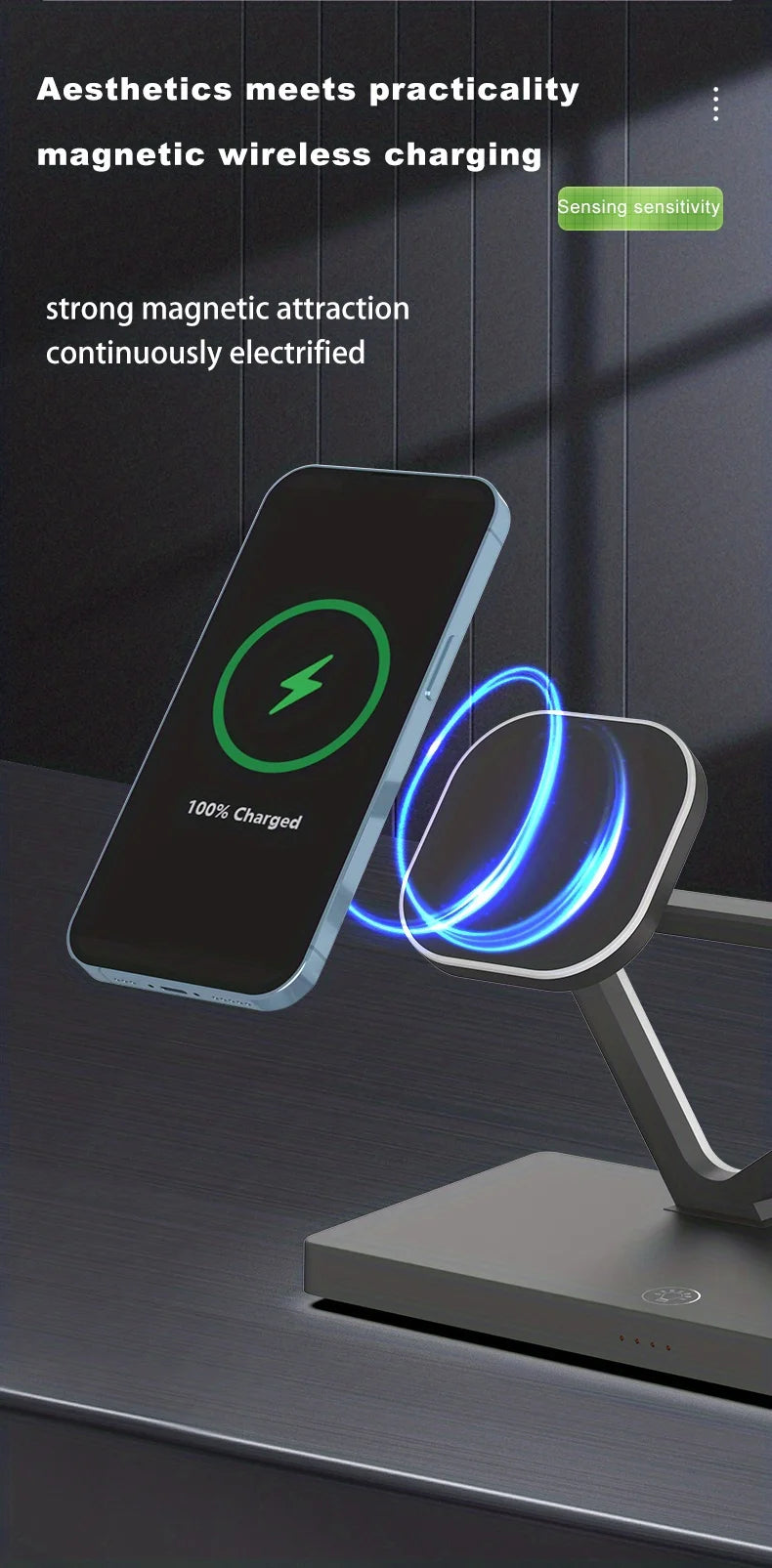 Tidesmit 3-in-1 Wireless Charging Station | Qi Certified Fast Charger Tidesmit