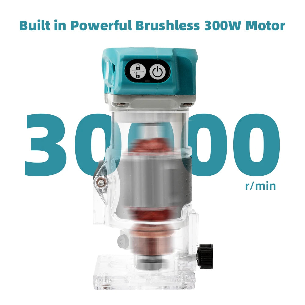 Brushless Wood Router Wood Trimmer Machine Electric Hand Trimmer Carpentry Tool Woodworking Trimming for Makita 18V Battery