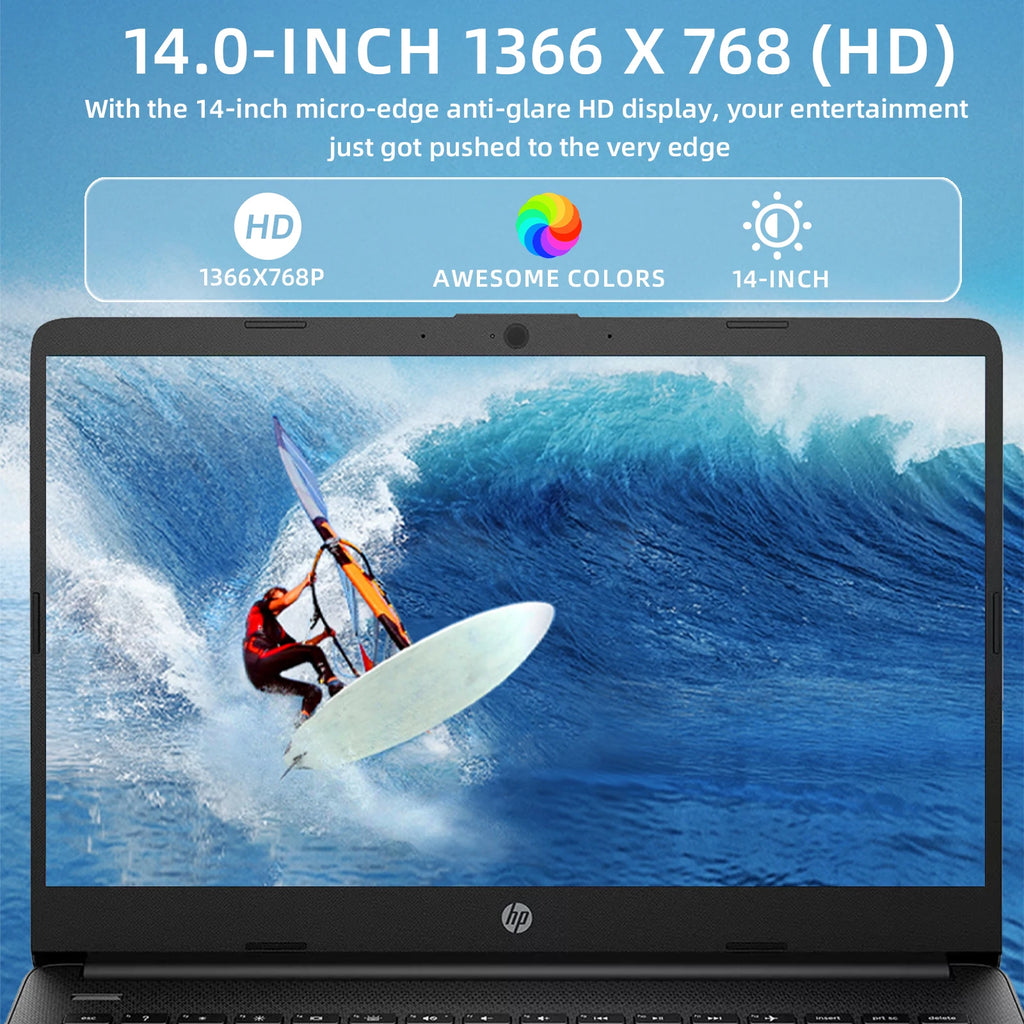 HP 14" Business Laptop,Intel Celeron N4120,4GB RAM,128GB eMMC,1 Year Office 365,Windows 11 Home, Black