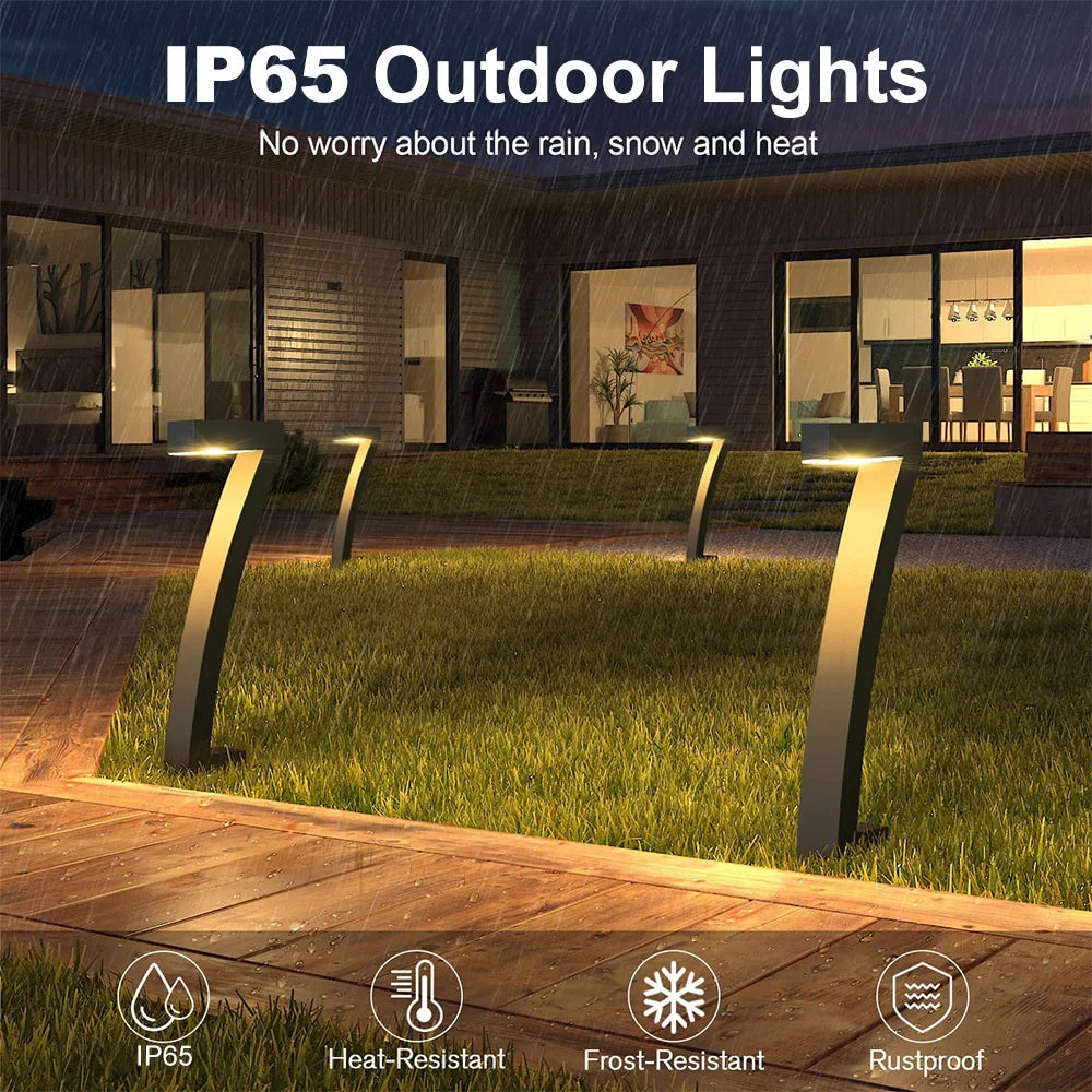 4 Pack Solar Pathway Lights Outdoor Waterproof LED Garden Lights Modern Number 7 Design Warm White Lawn Lights for Walkway Patio Yard Landscape Decor