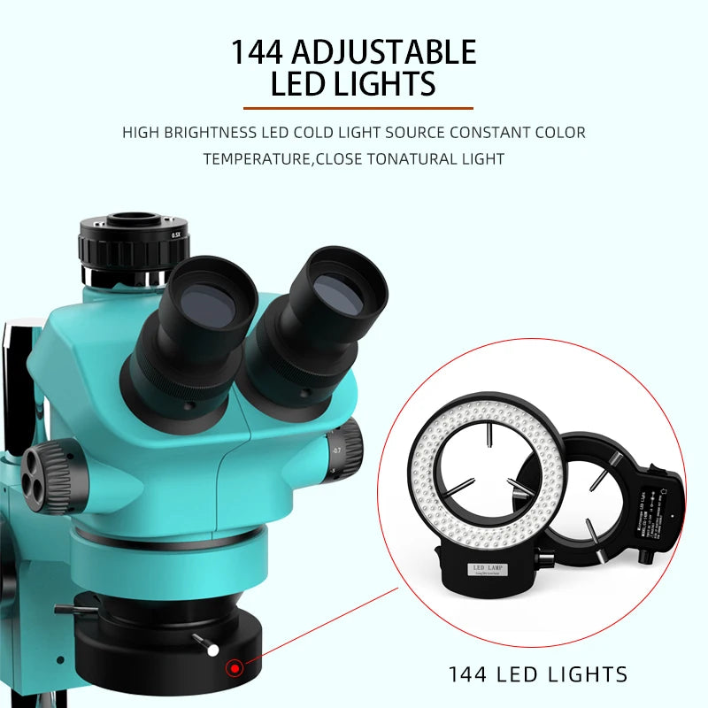 Trinocular Stereo Microscope 7-50X Zoom for Precision PCB Soldering Massage Chairs Tidesmit
