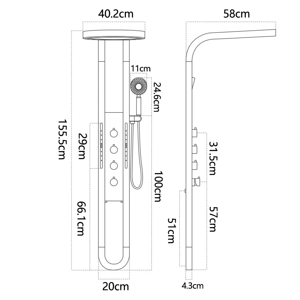 Wall Mounted Light Shower Faucet Panel LED Digital Display Shower Faucet Set Shower Screen Waterfall Bathroom Shower System Set