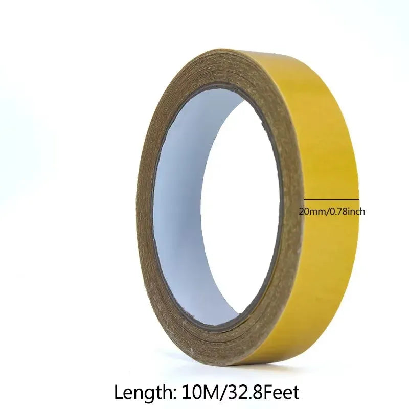 Yellow double-sided carpet tape roll, 20mm width, 10m length