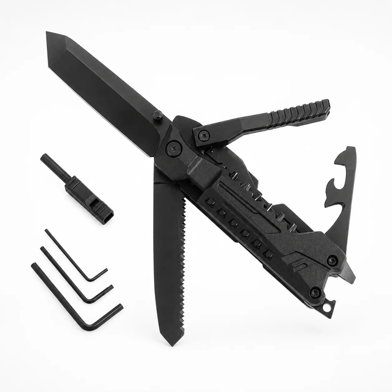 Folding Multi Tool with Utility Blade Saw Screwdriver Bit Hex Key Set Portable Outdoor Camping Repair Hand Tool