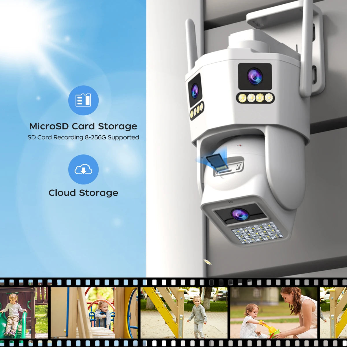 JOOAN 6K Three Lens PTZ IP Camera Outdoor Three Screen 5G WiFi Ai Tracking IP66 Waterproof CCTV Video Security Camera