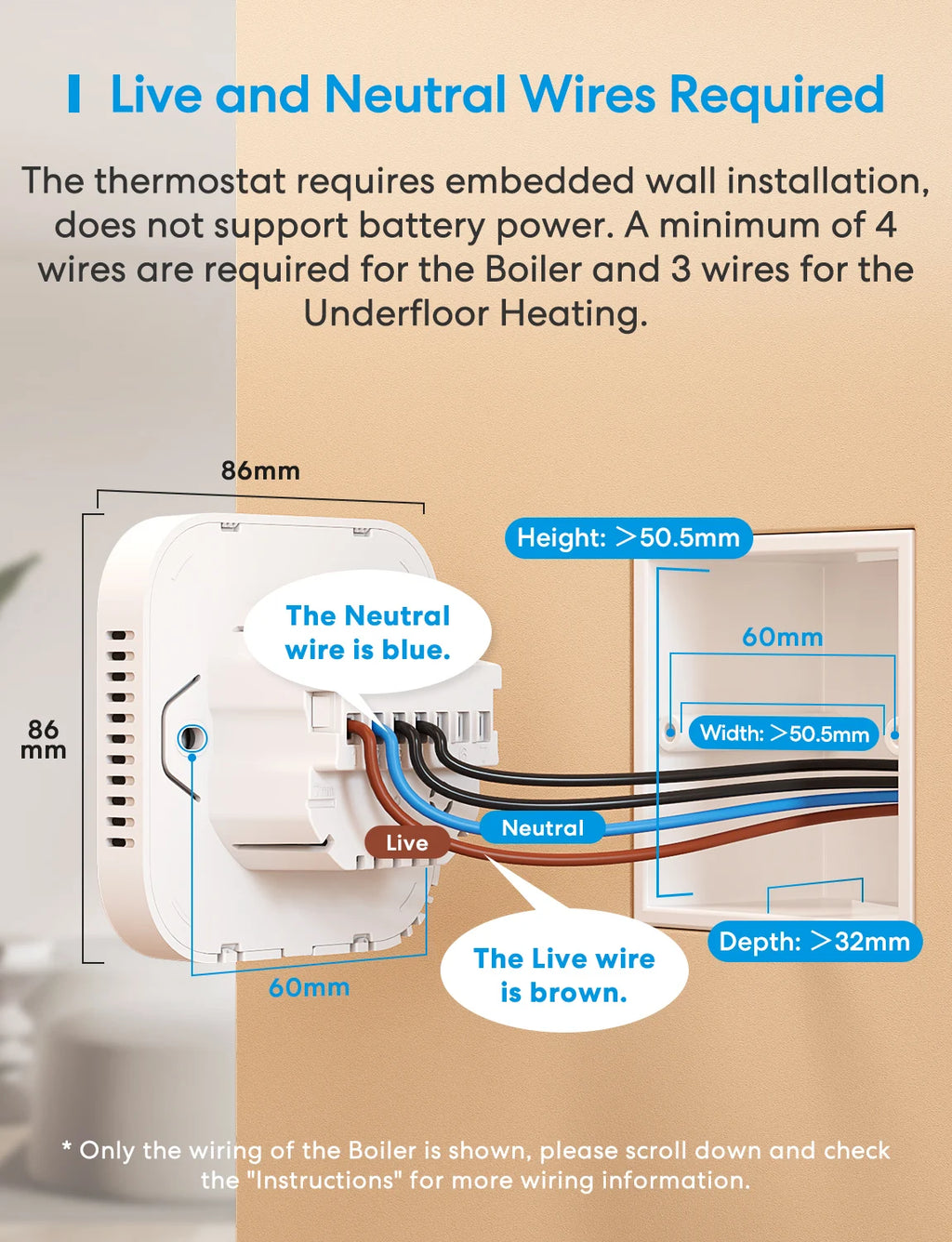 Meross Matter EU Version Thermostat MTS215/MTS215B for Electric or Boiler/Water Heating System Works with Homekit Alexa