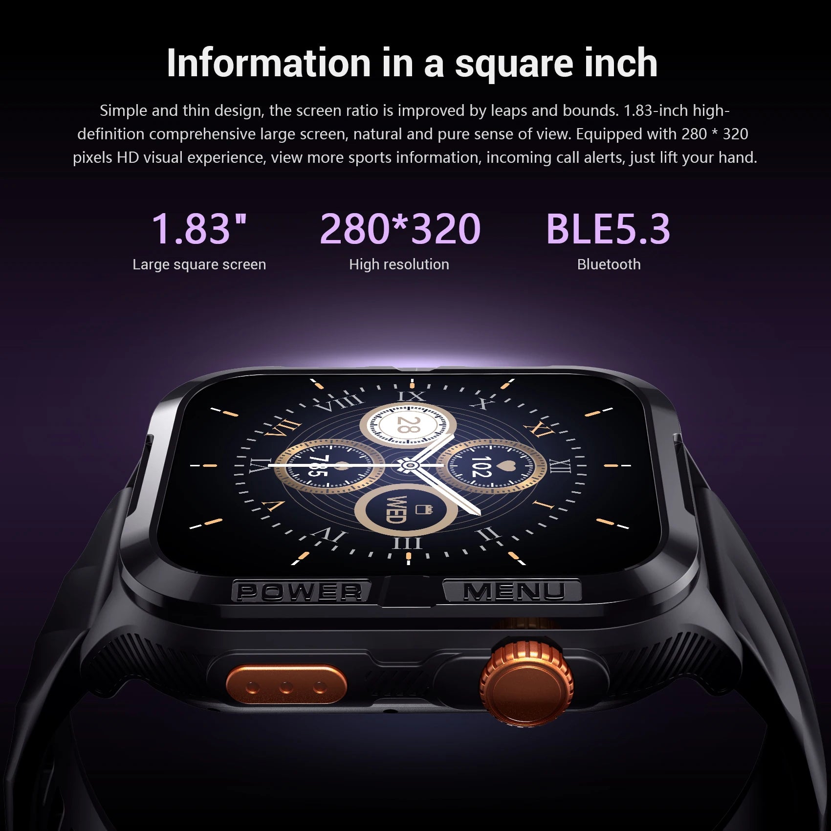 Blackview 1.83'' Smartwatch Waterproof TFT Display Smart Watch with Message Call Sleep GPS LED Light for Men Women W10 Pro