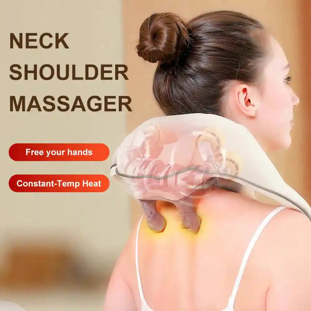 Shiatsu Deep Tissue Neck Massager with Heat Therapy - Tidesmit Ivory Massage Roller Tidesmit