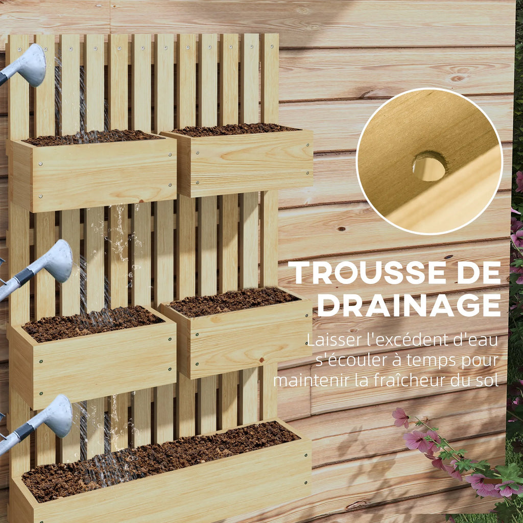 Solid Wood Wall Mounted Planter Furniture With Trellis 5 Removable Plant Boxes Vertical Jardiniere For Garden Balcony Herb Flower Growing